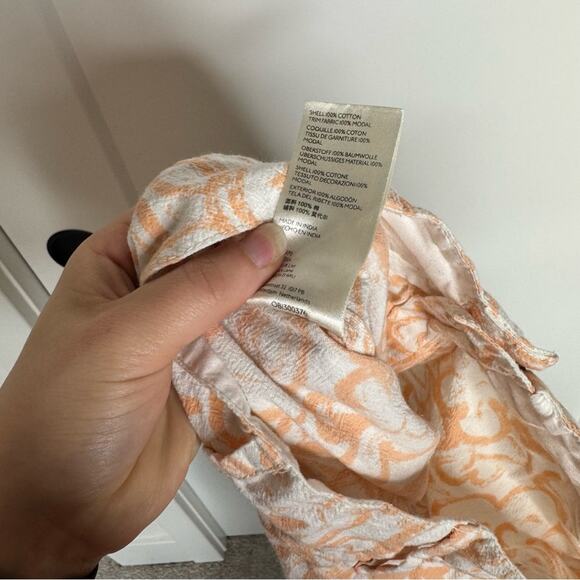 Free People Love So Right Wide Leg Pant Cotton Peach Pink Floral Print Size 6 - Picture 6 of 6